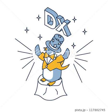 ビジネスをDX化するマジシャンペンギンのアイソメのアイソメ ビジネスをDX化するマジシャンペンギンのアイソメのアイソメ 117802745