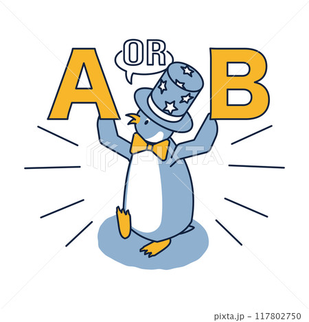 AB問題を出題する司会のペンギンのアイソメ AB問題を出題する司会のペンギンのアイソメ 117802750