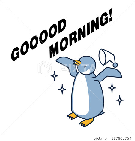 快適に睡眠から良い目覚めのペンギンのアイソメ 117802754