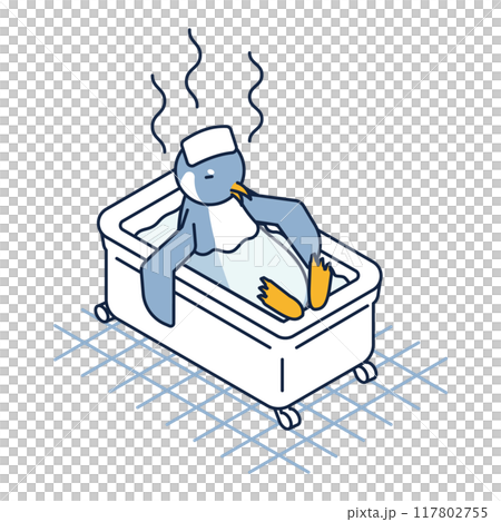 企鵝洗澡緩解一天疲勞的等軸圖 117802755