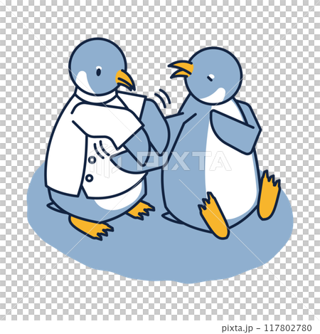 Isometric penguin getting a therapeutic massage 117802780