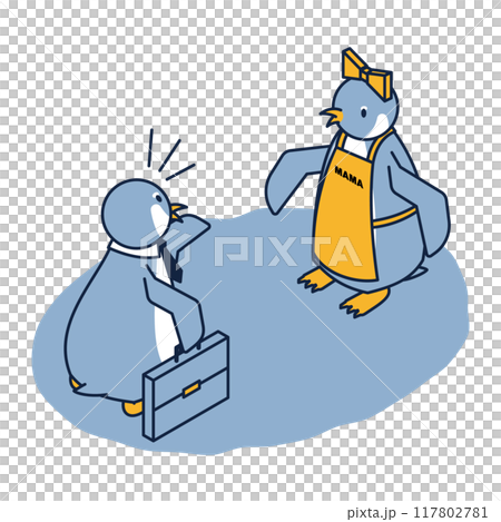 夫婦で会話をするペンギンのアイソメ 117802781