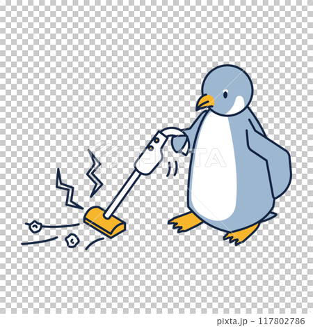 用手持清潔器清潔企鵝的等軸測圖 用手持清潔器清潔企鵝的等軸測圖 117802786