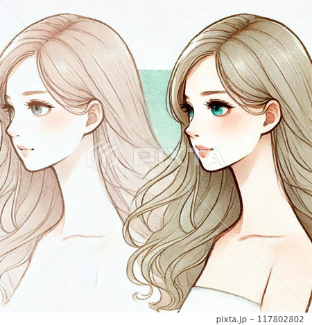 風に揺れる柔らかな髪と横顔 117802802