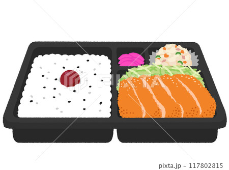 ロースカツ弁当のイラスト ロースカツ弁当のイラスト 117802815