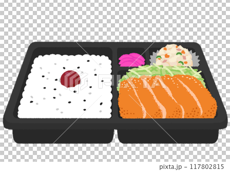 ロースカツ弁当のイラスト ロースカツ弁当のイラスト 117802815