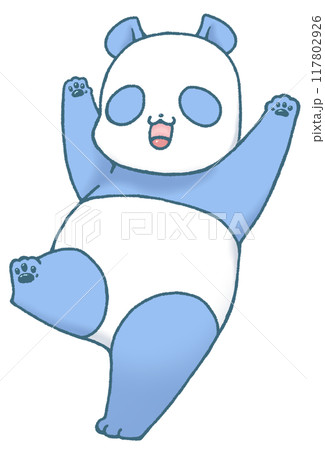 楽しそうに踊る可愛いパンダのキャラクター(青色) 楽しそうに踊る可愛いパンダのキャラクター(青色) 117802926