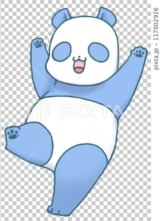 楽しそうに踊る可愛いパンダのキャラクター(青色) 楽しそうに踊る可愛いパンダのキャラクター(青色) 117802926