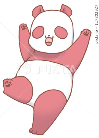 楽しそうに踊る可愛いパンダのキャラクター(赤色) 楽しそうに踊る可愛いパンダのキャラクター(赤色) 117802927