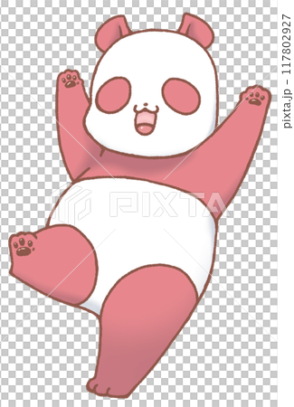 楽しそうに踊る可愛いパンダのキャラクター(赤色) 楽しそうに踊る可愛いパンダのキャラクター(赤色) 117802927