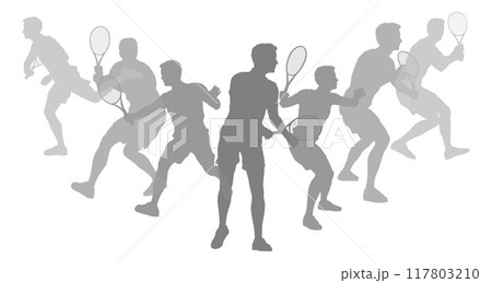 Silhouette Tennis Players Silhouettes Concept 117803210