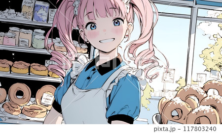 若い女性のパン屋さん
