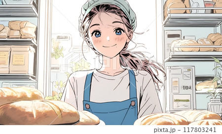 若い女性のパン屋さん