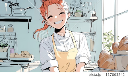 若い女性のパン屋さん