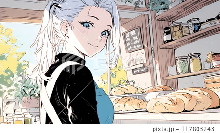 若い女性のパン屋さん