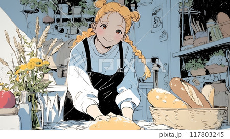 若い女性のパン屋さん