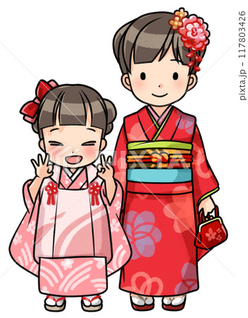 七五三の子どもたち（姉妹） 117803426