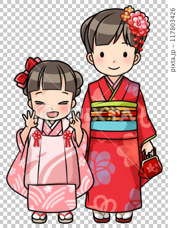 七五三の子どもたち（姉妹） 117803426