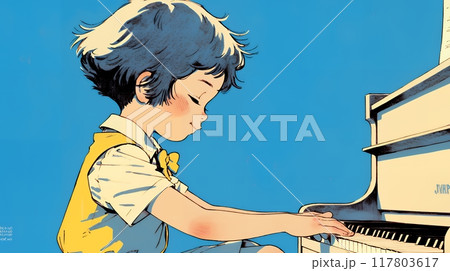 ピアノの発表会（コンクール）に出場している女の子