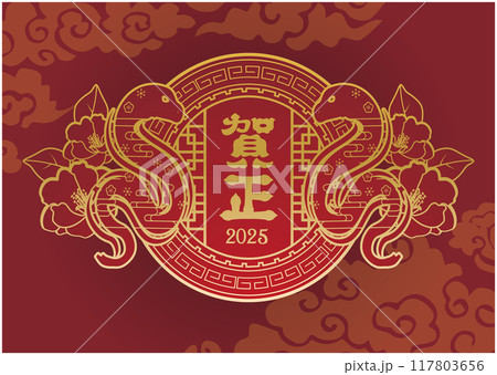 年賀状 2025年 巳年 年賀状 2025年 巳年 117803656
