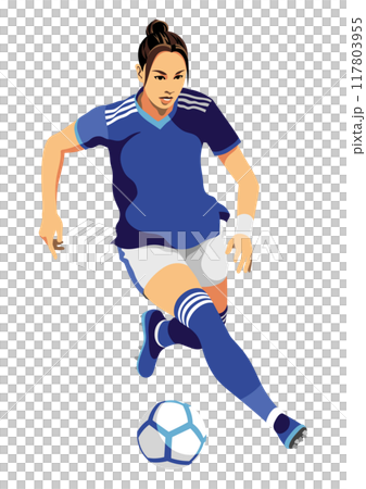 Female soccer player dribbling 117803955