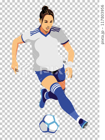 ドリブルする女性のサッカー選手2 117803956