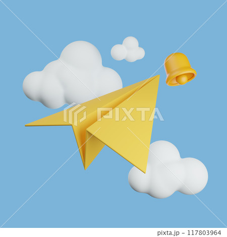paper airplane with bell 3D graphic 117803964