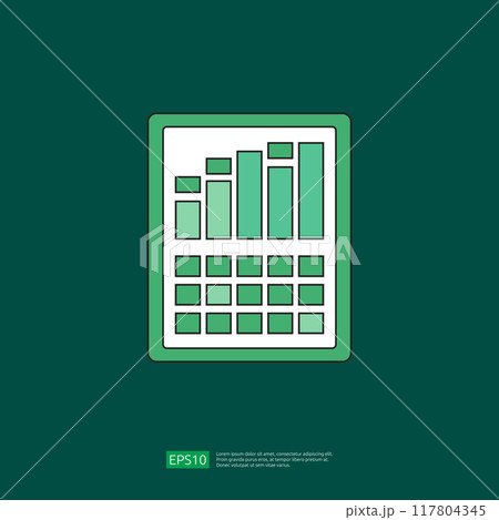 Spreadsheet flat outline icon flat illustration. Financial accounting report concept. office things for planning and accounting, analysis, audit, project management, marketing, research vector 117804345