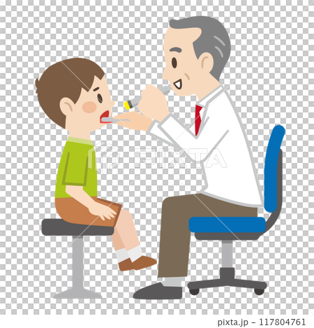 子供の診察をする医師のイラスト 117804761
