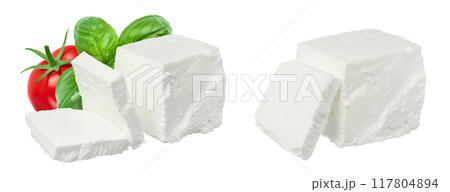 Feta cheese isolated on white background. With clipping path and full depth of field 117804894