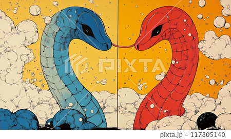 年賀状用のポップなヘビのイラスト