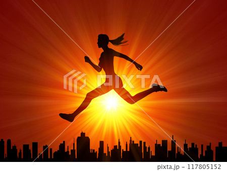 ジャンプする女性 117805152