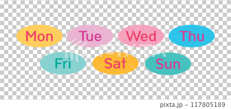Days of the week word. 7 days for sticker, planner, schedule and tape Days of the week word. 7 days for sticker, planner, schedule and tape 117805189