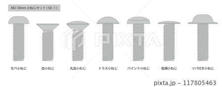 横から見た小ねじのイラストセット 117805463