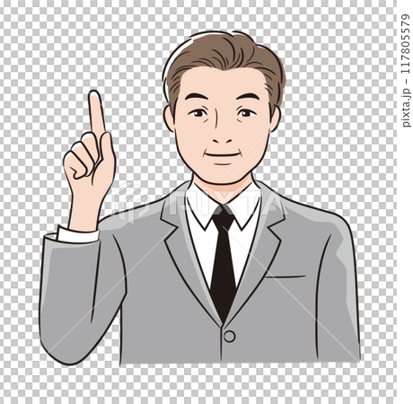 線條畫人商人向上指著 117805579
