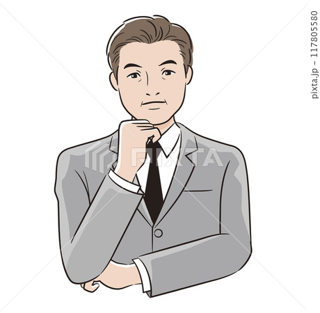 線画人物 ビジネスマンが悩む 線画人物 ビジネスマンが悩む 117805580