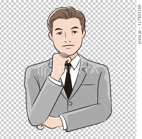 線画人物 ビジネスマンが悩む 線画人物 ビジネスマンが悩む 117805580