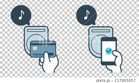 Cashless payment by credit card or smartphone 117805657