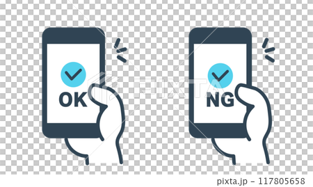 Illustration of making cashless payment with a smartphone 117805658