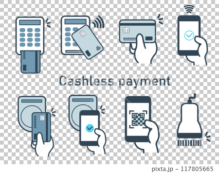 無現金支付各種支付方式插圖集 117805665