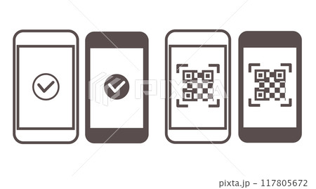 スマホでキャッシュレス決済をするイラスト 117805672