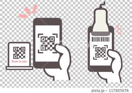 Cashless payment, OR code, barcode payment Cashless payment, OR code, barcode payment 117805676