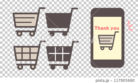 ショッピングカートのシンプルなアイコン ショッピングカートのシンプルなアイコン 117805680