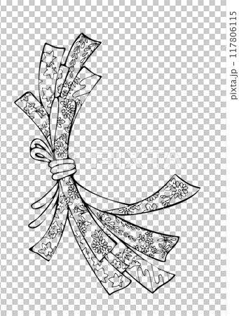 Bundled Noshi with traditional Japanese patterns, monochrome 117806115