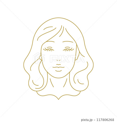 Romantic beauty woman face minimal fashion golden line art icon vector illustration Romantic beauty woman face minimal fashion golden line art icon vector illustration 117806268