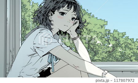 孤独を感じている若い女性 117807972