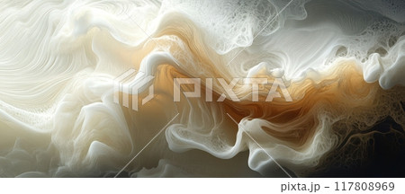 Abstract Fluid Art with Swirling Cream and Brown Tones Creating a Dreamlike and Ethereal Visual Experience 117808969