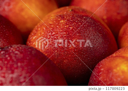 ripe wet red nectarines folded together ripe wet red nectarines folded together 117809223