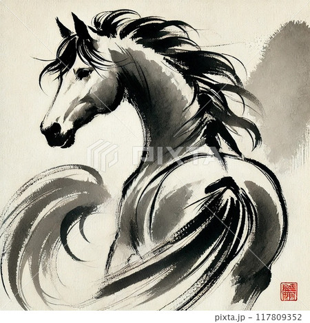 墨絵の馬 117809352