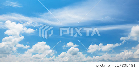 clear blue sky with a few clouds clear blue sky with a few clouds 117809481